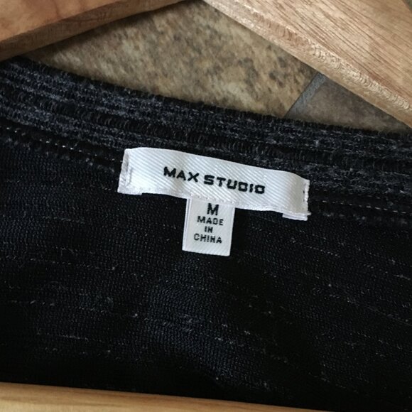 Max Studio Grey Knit Tie Up Ruched Sleeve Sweater - Picture 9 of 16